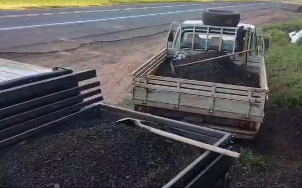 Dupla é presa ao retirar asfalto do DER Rodovia Eliezer Montenegro Magalhães